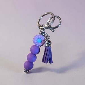 Purple Floral Keychain with Tassel